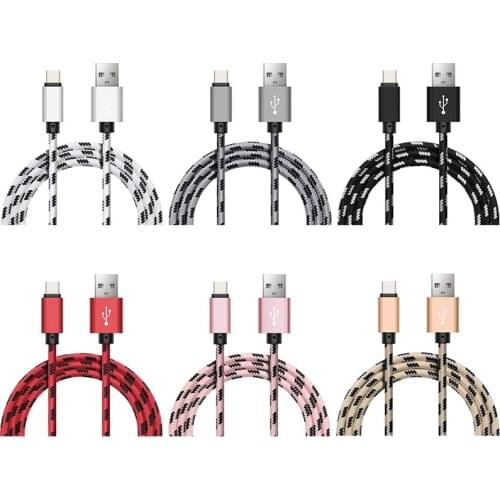 100pcs/lot 0.25m 1m Nylon Braided Lattice Micro 5pin 8pin Type-c Data Sync Charging Cable for Iphone Xr Samsung Nokia LG