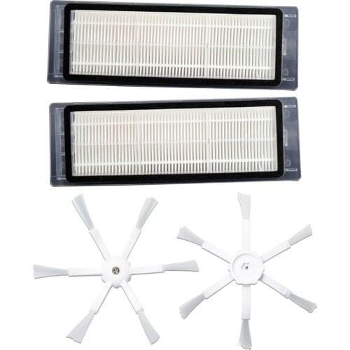 4pcs 6 Arms Side Brushes & Washable HEPA Filters for Xiaomi Roborock S50 S51 S55 Robot Vacuum Cleaner Accessories