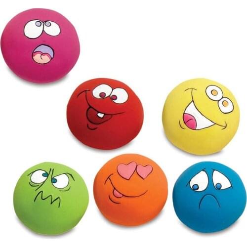 6 Pcs/Set Pet Cat Dog Toys Teeth Squeaker Ball Puppy Squeaky Sound Face Fetch Play Toy ALI88