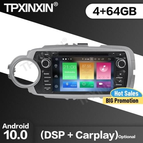 64G Car Radio 2 Din Stereo Receiver Android10 For Toyota Yaris 2012 2013 2014 2015 GPS Navi Multimedia Player Recorder Head Unit