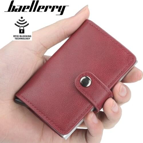 Baellerry New Automatic Wallet Aluminum Alloy Card Case Anti-Degaussing Anti-Theft RFID Aluminum Bank Credit Card