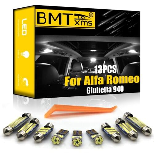 BMTxms 13Pcs For Alfa Romeo Giulietta 940 (2010-2017) Canbus Vehicle LED Bulbs Interior Map Dome Light Kit Car Accessories
