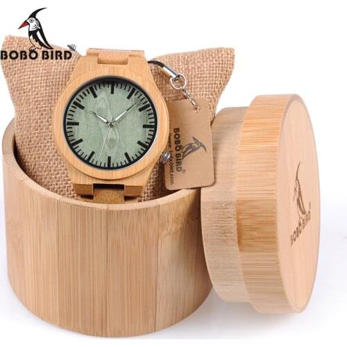 BOBO BIRD WB22 Brand Design Creative Fashion Nature Bamboo Mens Watch Silver Pointer Bamboo Band Watches Wood Box US SPAIN
