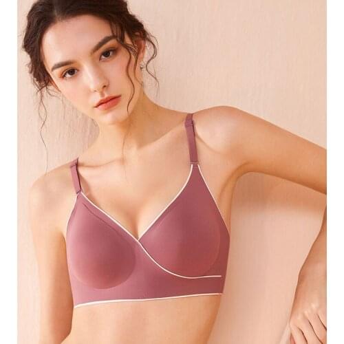 Wasteheart Women Fashion Red Skin Black Wireless Female Bras Push Up Padded Wire Free One-Piece Bra Seamless Cup A B Underwear