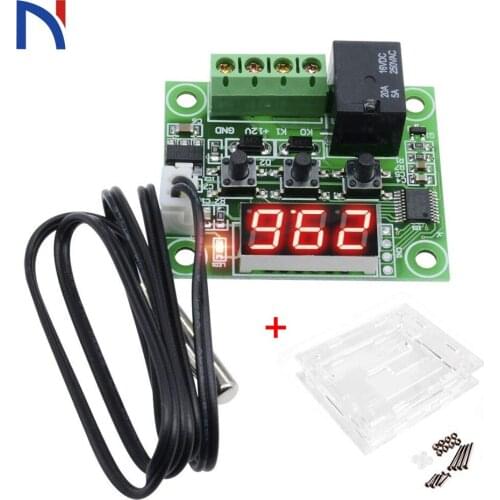 DC 12V W1209 Digital Cool Heat Temp Thermostat Thermometer Temperature Controller On Off Switch -50-110C+W1209 Case Acrylic Box