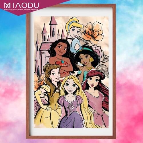 Disney DIY 5D Diamond Painting Full Square Round Diamond Embroidery Cartoon Princess Cross Stitch Rhinestone Mosaic Home Decor