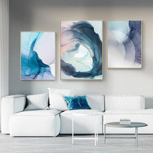 Home Decorative Paintings Blue Pink Purple Marble Pattern Abstract Wall Posters HD Print Modern Art Canvas Pictures Nordic Mural