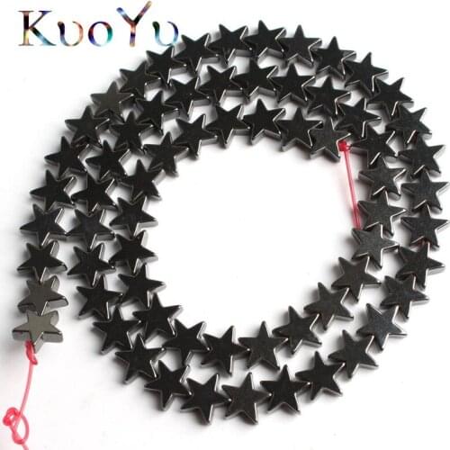 Natural Stone Black Flat Stars Hematite Pentagram Shape Loose Spacer Beads 4/6/8/10mm For Jewelry Making DIY Bracelet Material