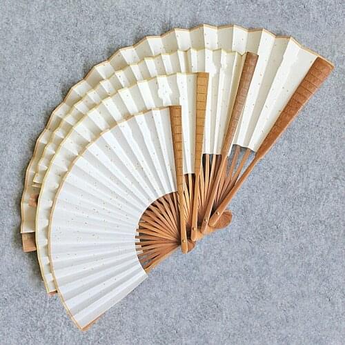 Classical Xuan Paper Hand Fan Chinese Xuan Paper Blank Folding Fan for Brush Calligraphy Ink Painting Creation DIY Art Supply