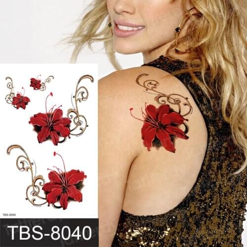 Girl rose lotus flower temporary tattoo for women girls sexy body tattoo sticker girl tatouage temporaire femme back tatoo fake