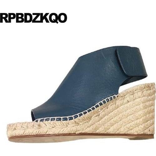 Pumps Platform Wedge Sandals Summer Blue Shoes Rope Plus Size Espadrilles Open Toe Slingback 2018 Women High Heels Designer