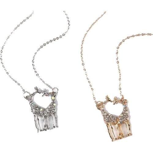 2020new Women Fashion Rhinestone Elk Clavicle Chain Alloy Necklace Pendant Jewelry Gift