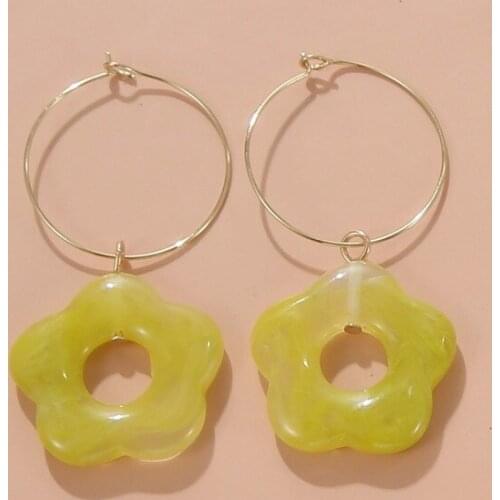 2021 New Korean Fashion Acrylic Flower Earrings Geometric Irregular Round Metal Hollow Drop Earrings for Women Jewelry Gift