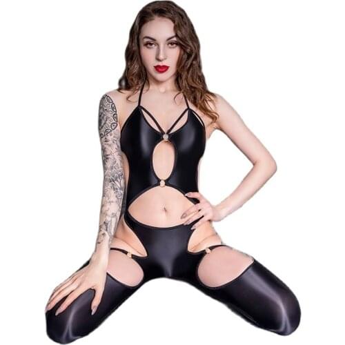 Hollow Out Backless Bandage Bodysuit See Through Transparent Tights Bodystocking Sexy Hot Erotic Lingerie Clubwear Jumpsuit Body