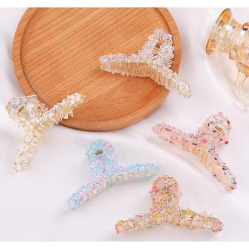 Pan hair large diamond catch clip South Korea hairpin net red 2021 new elegant temperament back head shark clip