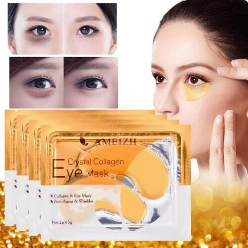 2Pcs=1Pair Gold Crystal Collagen Eye Mask Eye Patches Anti-Wrinkle Anti-Ageing Face Mask for the Eye Dark Circle Remover TSLM2