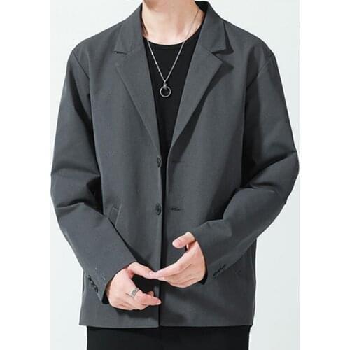 Men Blazer Fashion Single-breasted Solid Color Skin-friendly Breathable Summer Lapel Pockets Thin Jacket Casual Blazer 3XL