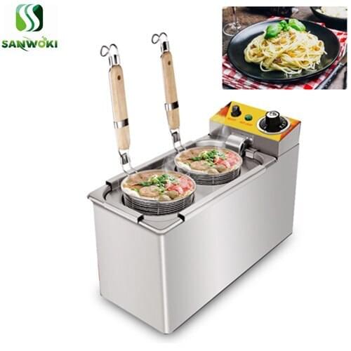 Double tank spaghetti cooker pasta Cooker Stainless steel Electric Noodle Cooking stove Double baskets Boiler machine 110v 220v