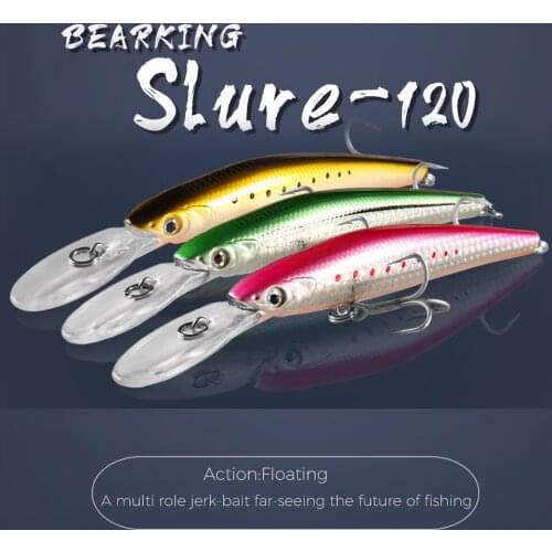 BEARKING Top Hard Baits Fishing Lures 120mm 22g long casting minnow Wobblers dive Depth 6-10ft Bass Pike
