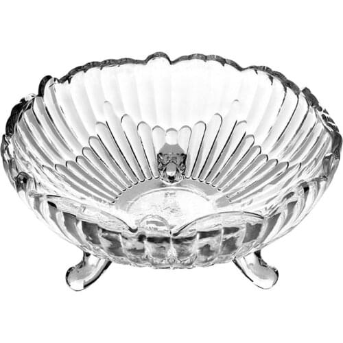 European Style Crystal Glass Fruit Plate Transparent Snack Candy Salad Nut Tray Food Container Party Wedding Tableware