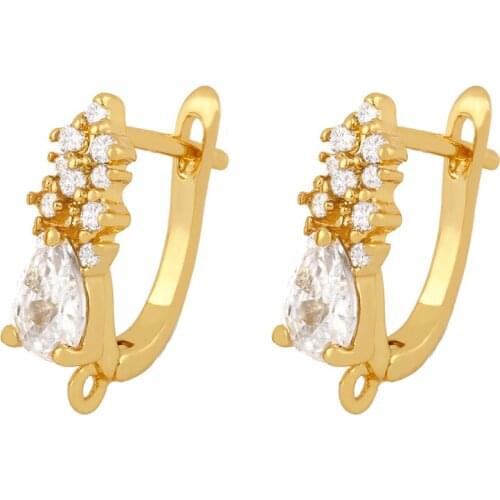 DIY Handmade Earring Hooks Big Zircon Silver Color Earrings Making Pendants Luxury Jewelry Making Accessories erha010