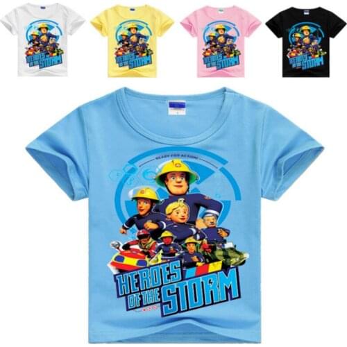 2019 Baby Girls Clothing Cotton 3D Cartoon T-Shirts Fireman Sam Print Boys Clothes Children Kids Costume Short Sleeve Tee Tops