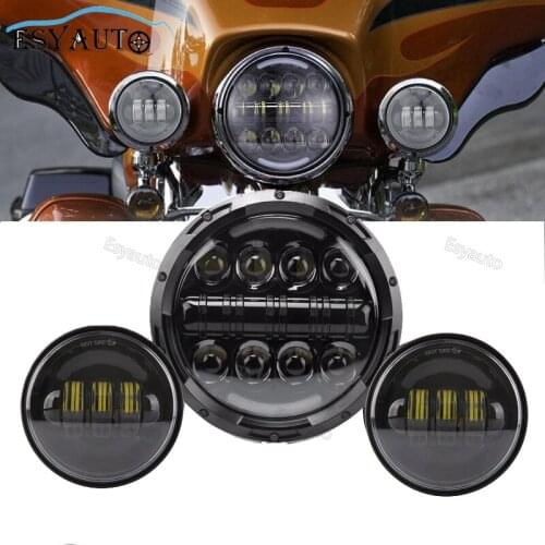 Motorcycle LED Lamp 4.5" inch Fog Lights Auxiliary Passing +7" inch Headlight 80W Angle Eyes Amber Signal