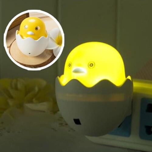 LED Night Light Childrens Gift Wall Socket Light Yellow Duck AC 220V Light Control Sensor Bedroom Light Cute EU Plug