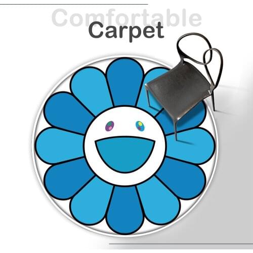 Tapis Salon Sunflower Mat Round Rug Non-Slip Flannel Carpet Non-slip Bath Mat Soft Fluffy Living Room Bedroom Decorative Carpet