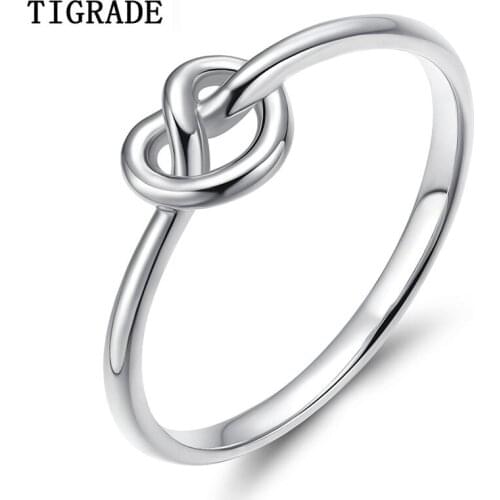 Tigrade Real pure 925 sterling silver Knot Ring Simple Knuckle Rings For Women Wedding Valentine Gift bague argent 925 femme