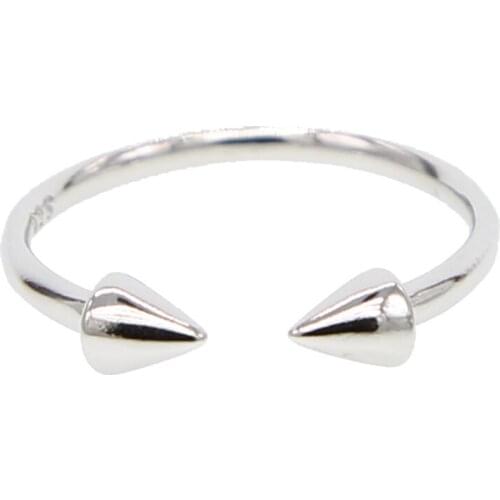 Trendy 100% Sterling silver ring for woman Double Arrow Shape Glazed Open Jewerly size adjustable delicate gift for party