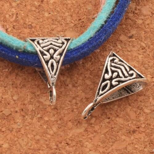 Triangle Flower Connectors Bails 15.4x10.1mm 75pcs Zinc Alloy Beads Fit Charm European Bracelet L686