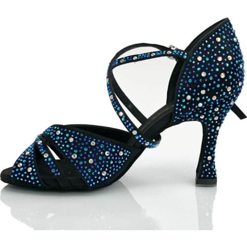 Women Salsa Party Ballroom Shoes Latin Dance Shoes Practice Girls Latin Salsa Ballroom Dancing Shoes 7cm Heeled Latin Dance Shoe