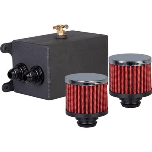 Universal 1.1L 2 ports AN10 Accessories Oil Fuel Oil catch Tank with 2 air filters and Oil Storage Tank can hold fan Kit