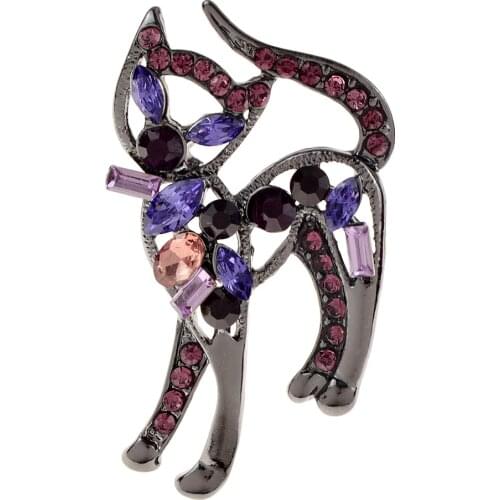 CINDY XIANG Full Rhinestone Alloy Cat Brooches For Women Lovely Pet Cute Animal Party Causal Brooch Pins Jewelry Gifts 3-color