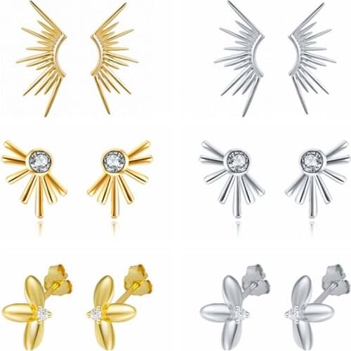 925 Sterling Silver Ear Needle Metal Wings Stud Earrings For Women Minimalist Big Earrings Creative Fashion Party Jewelry Gifts