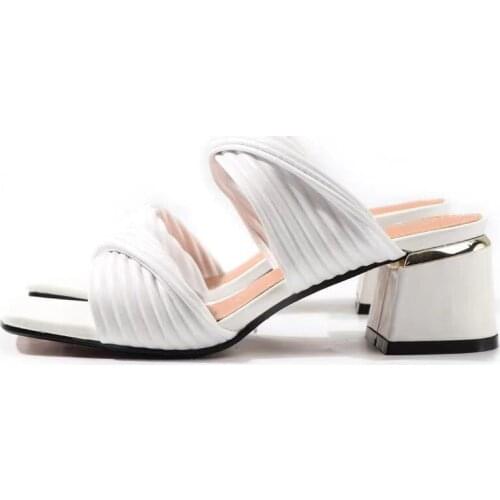 Womens Slippers 2021 Summer and Autumn New Style Temperament Simple Small Fold Drawstring Slippers Large Size Comfortable Women