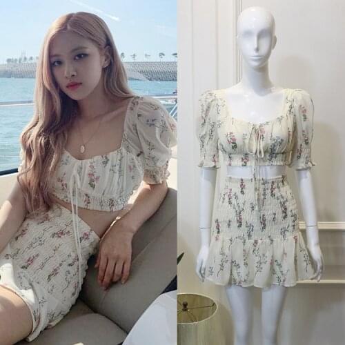 Women Set Boho Sew Summer Sexy Women 2 Two Piece Set Crop Top High Waist Mini Skirt Suits Lady Chic Floral Bodycon Party Clothes