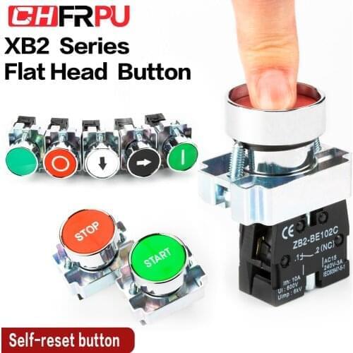 1PCS Momentary button switch 22mm start stop button withl XB2 flat touch switch button