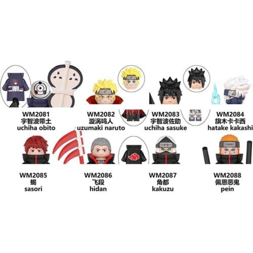 1Pcs Sale Narutoed Mini Figured Uchiha Sasuke Hatake Kakashi Sasori Hidan Bricks Building Blocks Diy Assembled Model