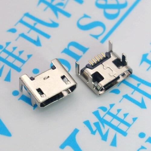 10pcs/lot Micro USB Female Socket 5pin Type B 4 Vertical Legs Soldering Connectors