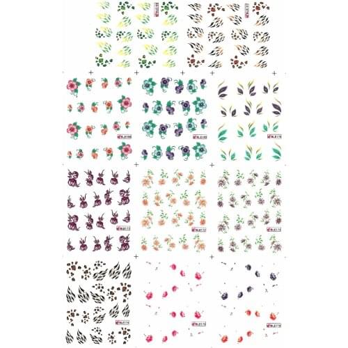 11 PACKS/LOT UPRETTEGO NAIL ART BEAUTY WATER DECAL SLIDER NAIL STICKER FLOWER TIGER LEOPARD SKIN BACCAHARIS LEMON BLE166-176