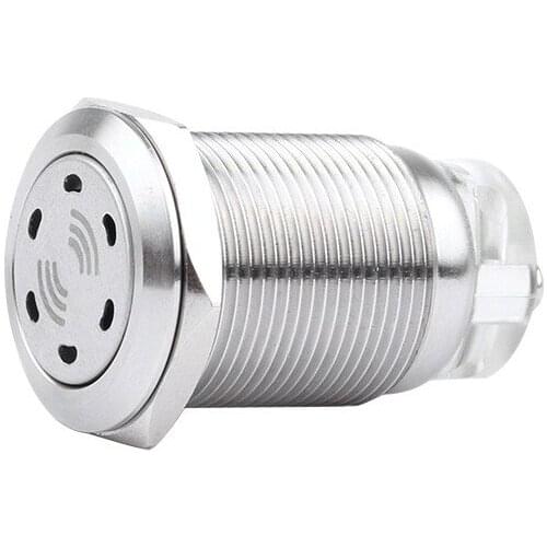 19mm Metal Buzzer Intermittent Flash Stainless Steel High-decibel LED Acousto-optic Alarm 12V24V220V