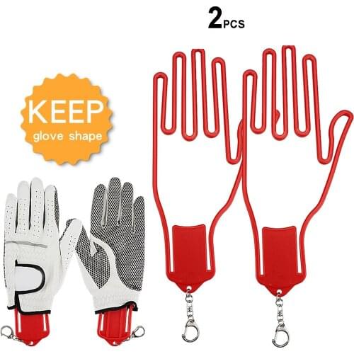 2 Pcs Gloves Anti-Deformation Support Golf Glove Holder with Key Chain Plastic Rack Dryer Hanger Stretcher Protective