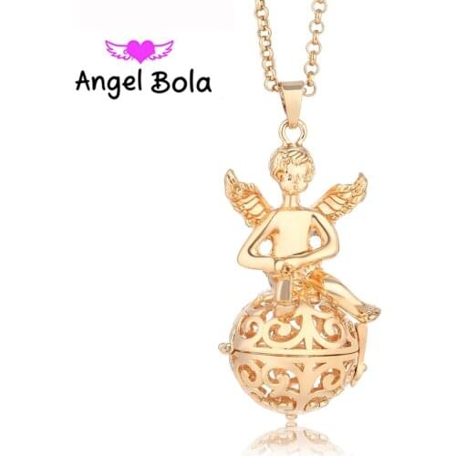 20.5mm Angel Ball Locket In Angel Pattern Bola Perfume Cage Baby Pendants Oil Necklaces DIY Jewelry L022 Drop Shipping