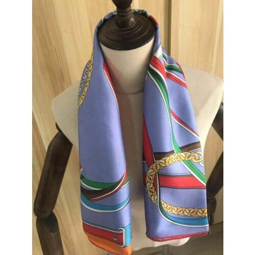 2021 new arrival spring summer chain 100% pure silk scarf twill hand made roll 90*90 cm shawl wrap for women lady