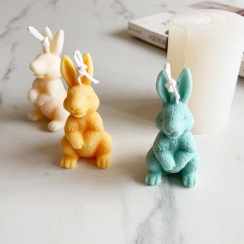 3D Cute Rabbit Candle Silicone Mold Scented Candle Silicone Crystal Resin Bunny Molds DIY Crafts Wax Mould Home Table Ornaments