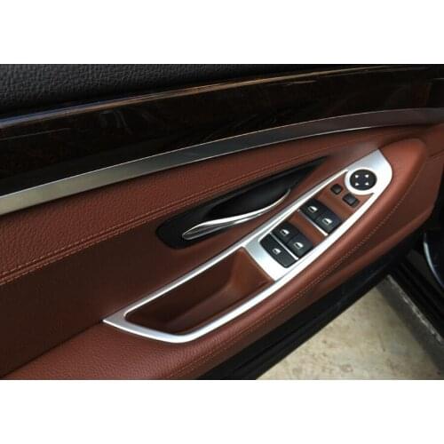 4Pcs/set Car Interior Door Armrest Window Lift Button Switch Frame Trim Styling Covers For BMW 5 Series F10 520 525 2011-2014