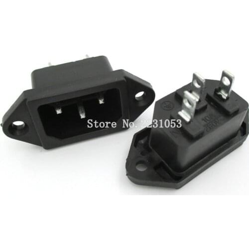 5PCS/LOT 3Pins Male Plug Panel Power Inlet Sockets Connectors AC 250V 10A AC-04 AC Power Socket