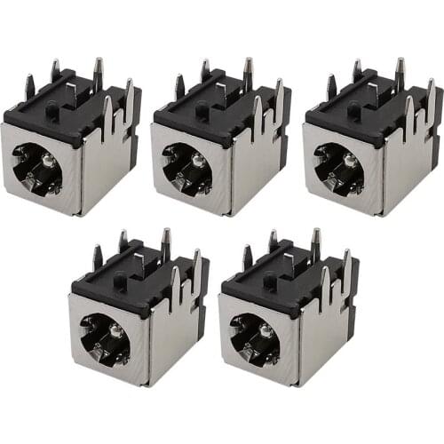 5Pcs DC-007B 5.5x2.1mm DC Power Supply Female Jack Charging Socket Connector with Iron Shell Bracket Silve